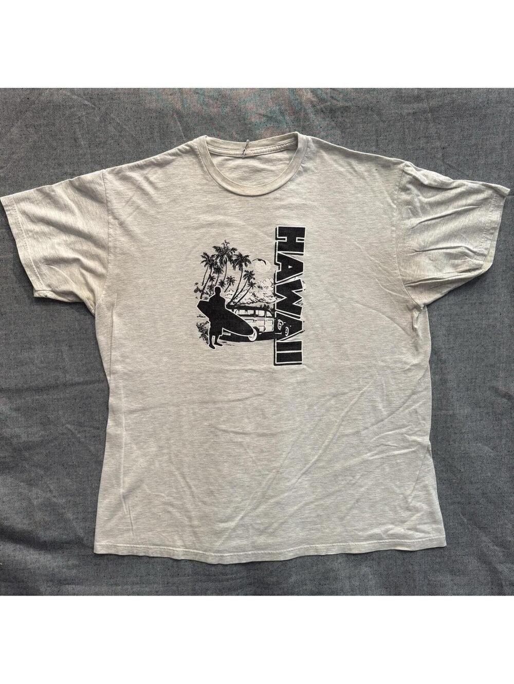 Vintage 80s 90s Hawaii Surfing Graphic Print XL Men's Optima Gray T-Shirt